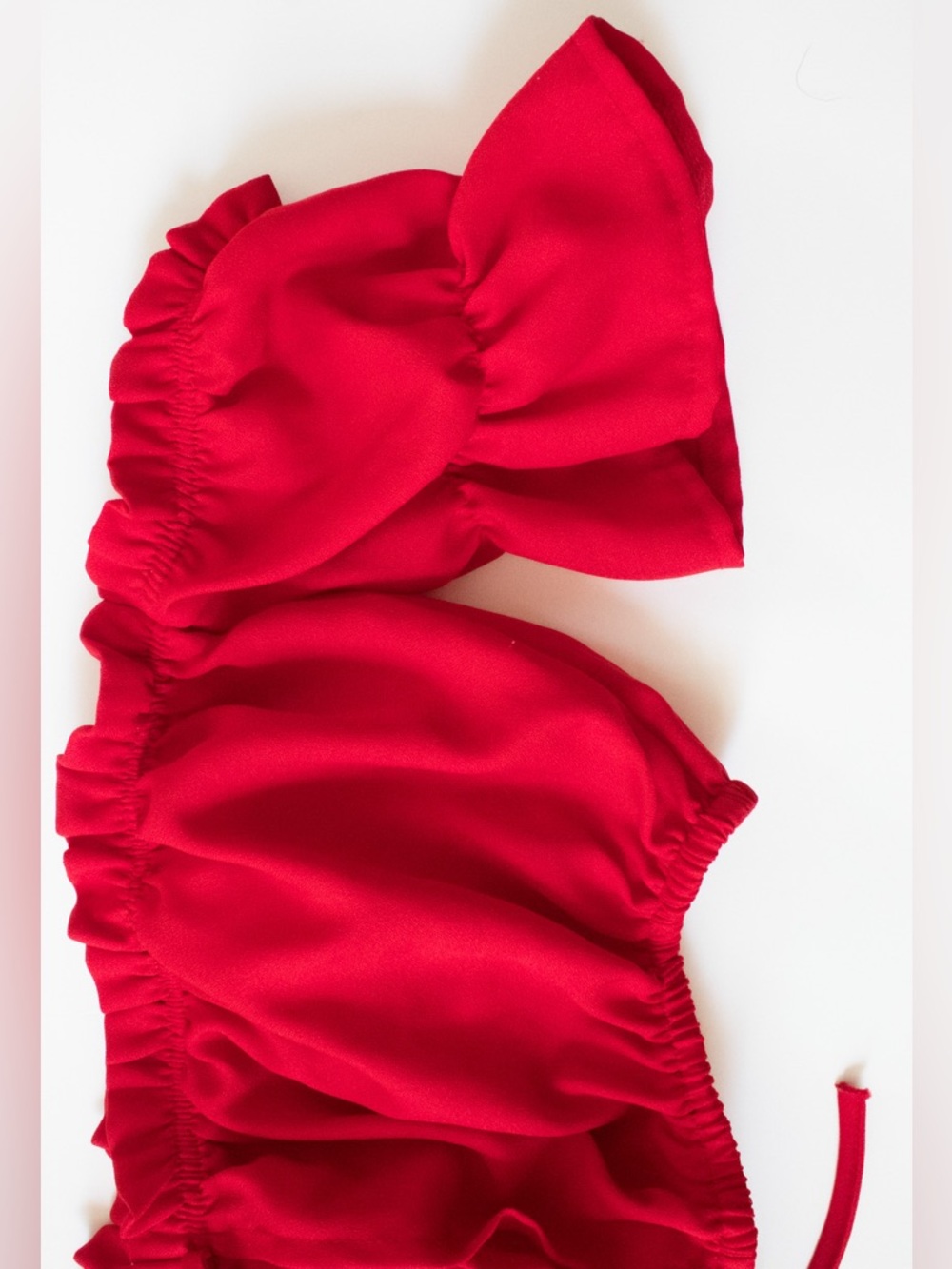leveltech Red Off-Shoulder Cropped Women’s Ruffle Top - Picture 6 of 9